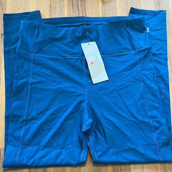 Sweaty Betty High Rise Waist Shine 7/8 Legging Tight Teal Yoga Athletic - Picture 2 of 5